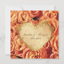 Orange  Rose Floral Wedding Invitation