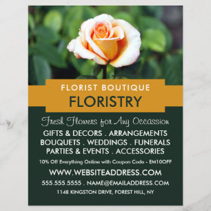 Orange Rose, Florist, Floristry Advertising Flyer