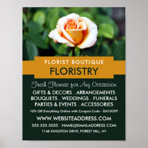 Orange Rose, Florist, Floristry Advertising Poster
