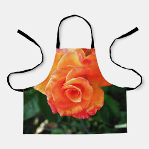 Orange rose flower apron