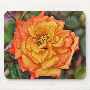 Orange Rose Flower Art Mouse Pad