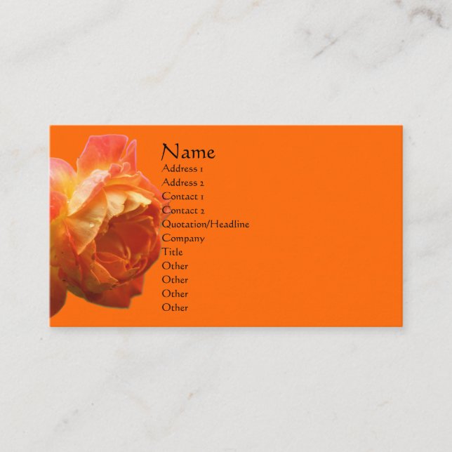 Orange Rose Flower Business Card (Front)