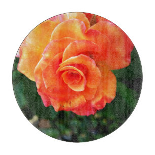 Orange rose flower cutting board