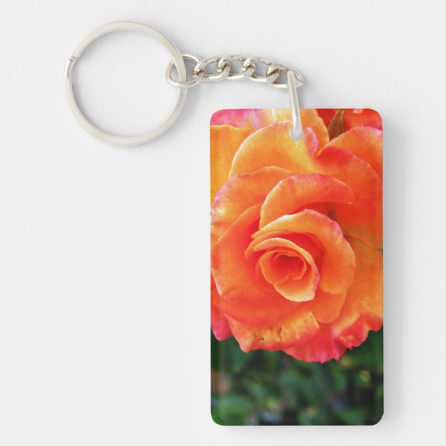 Orange rose flower key ring (Front)