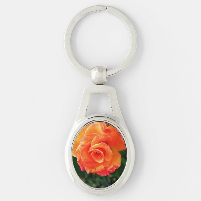 Orange rose flower key ring (Front)