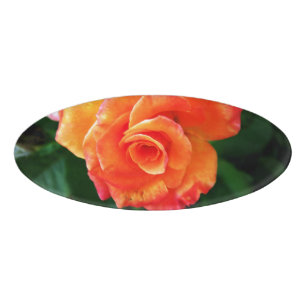 Orange rose flower name tag