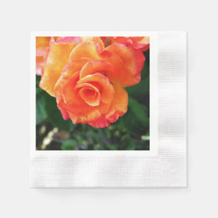 Orange rose flower napkin