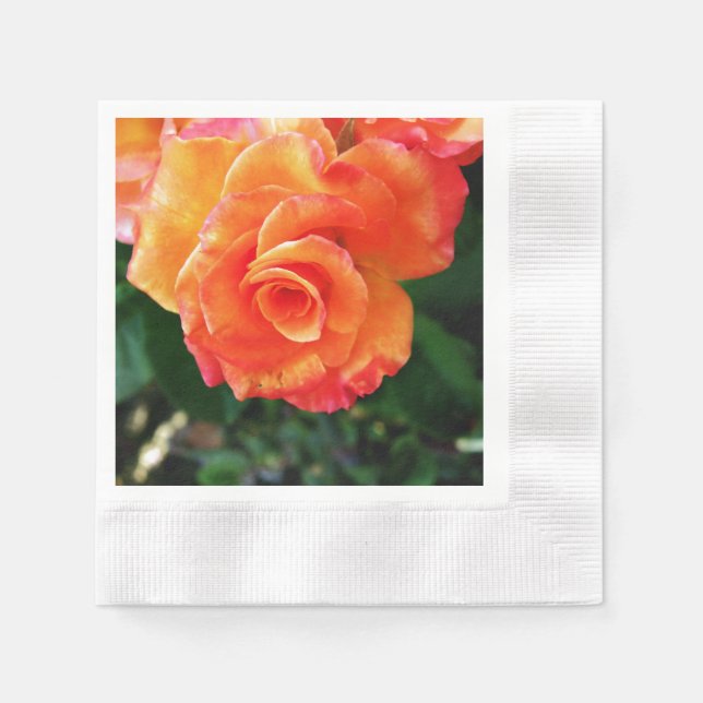 Orange rose flower napkin (Front)
