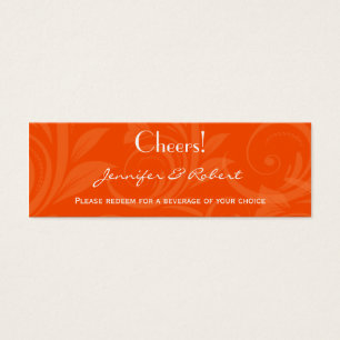 Orange Rose Graphic Wedding Drink Ticket