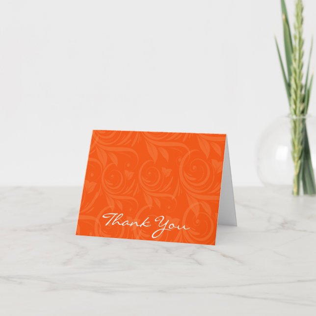 Orange Rose Graphic Wedding Thank You Card (Front)