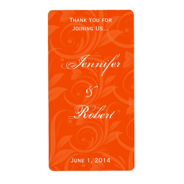 Orange Rose Graphic Wine Label (Front)