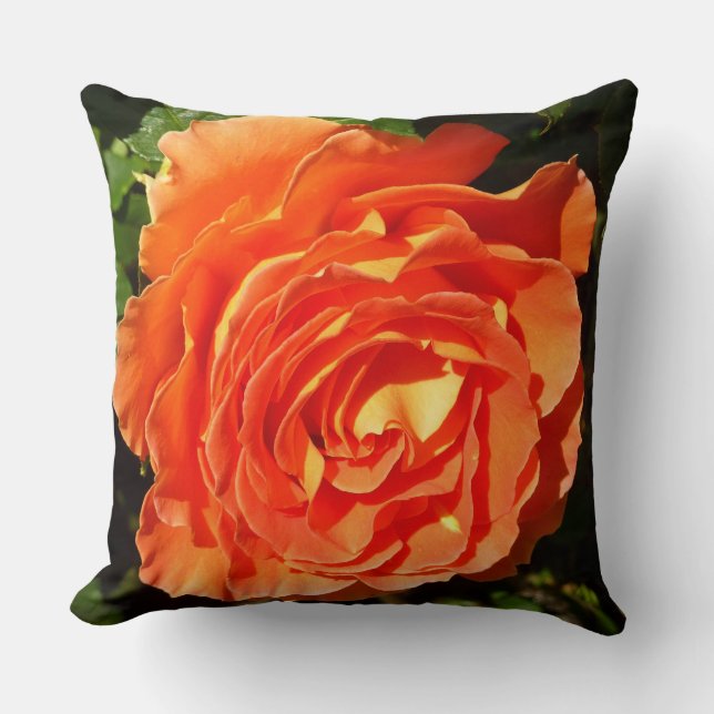 Orange Rose I Pretty Floral Cushion (Front)