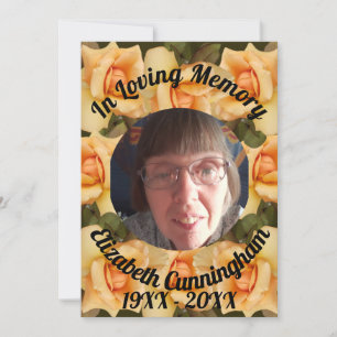 Orange Rose Loving Memory Photo Poem Memorial Invitation