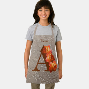 Orange Rose Monogram Initial A Personalised Apron