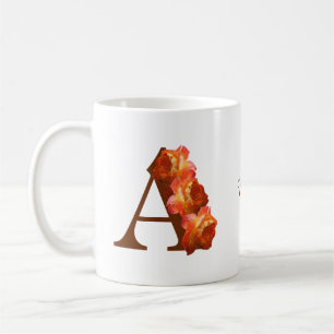 Orange Rose Monogram Initial A Your Name  Coffee Mug