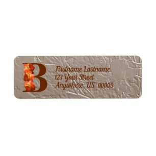Orange Rose Monogram Initial B Return Address  Label