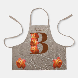 Orange Rose Monogram Initial B Your Name   Apron