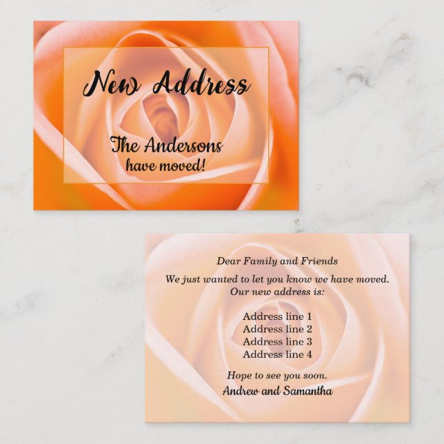 Orange Rose New Address Announcement (Front/Back)