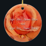 Orange Rose Ornament Personalised Rose Decoration<br><div class="desc">Romantic Rose Ornaments Personalised Holiday Orange Rose Classic Flower Decorations Your Name Here Wedding Keepsake Customisable Romantic Orange Rose Christmas Ornaments, Rose Gifts Hanukkah Neutral Holiday Decorations Rose Ornaments Keepsakes & Gifts for Weddings Anniversary I Love You Any Day Orange Rose Decorations for Friend Family Men Women Kids Home &...</div>