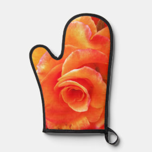 Orange rose oven mitt