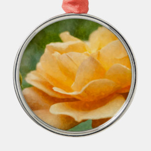 Orange Rose Painterly Metal Tree Decoration