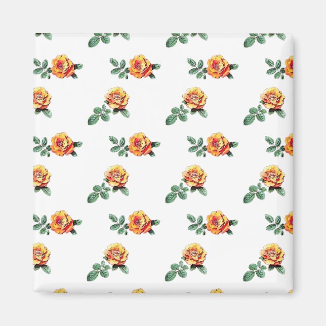 orange rose pattern magnet (Front)