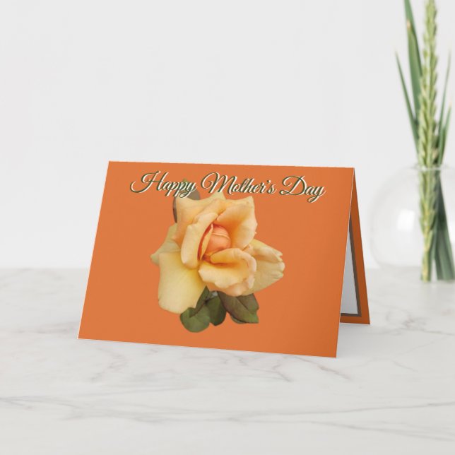 Orange Rose Photo Red Orange Mothers Day Card (Front)