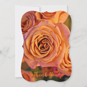 Orange Rose Pretty Thank You Flat Note Card