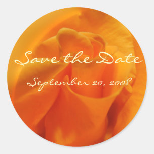Orange Rose "Save the Date" Classic Round Sticker