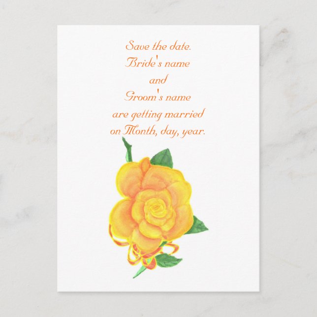 Orange Rose, Save the date, Wedding Postcards (Front)