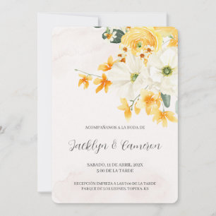 Orange rose Spanish Wedding Invitation