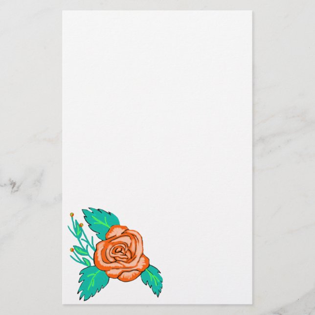 Orange Rose Stationery (Front)