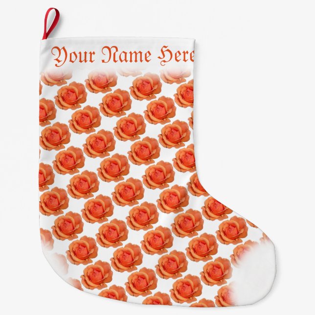 Orange Rose Stocking Christmas Customised Stocking (Front)