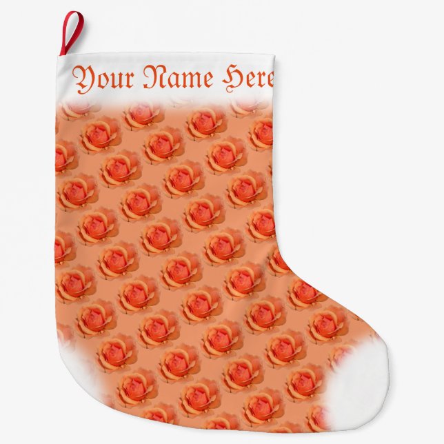 Orange Rose Stocking Christmas Customised Stocking (Front)