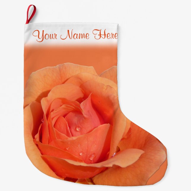 Orange Rose Stocking Rose Christmas Stocking Custo (Front)