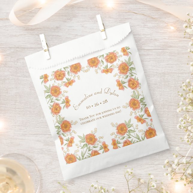 Orange Rose Wedding Favour Bag (Clipped)