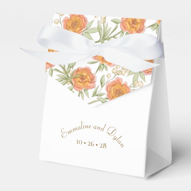Orange Rose Wedding Favour Box (Front Side)