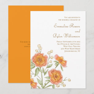 Orange Rose Wedding Invitation