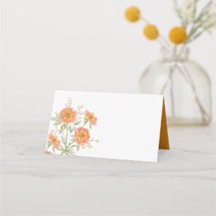 Orange Rose Wedding Place Card