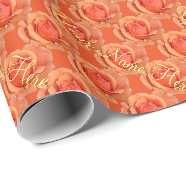 Orange Rose Wrapping Paper Romantic Rose Paper (Roll Corner)