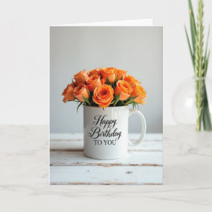 Orange Roses Birthday Card