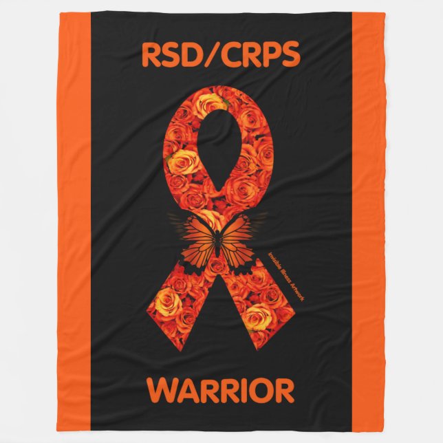 Orange Roses/Butterfly...RSD/CRPS Fleece Blanket (Front)