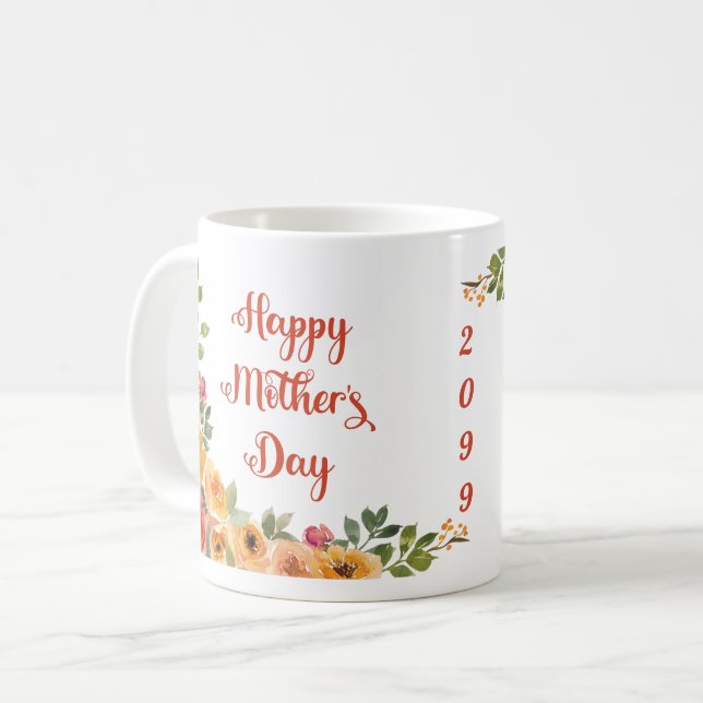 Orange roses Happy Mother's Day year  Coffee Mug (Front Left)