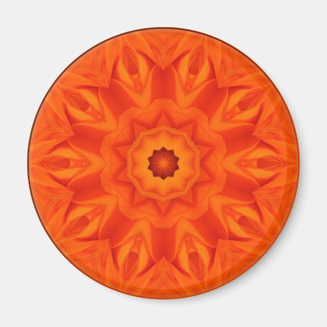 Orange Roses kaleidoscope Magnet (Front)
