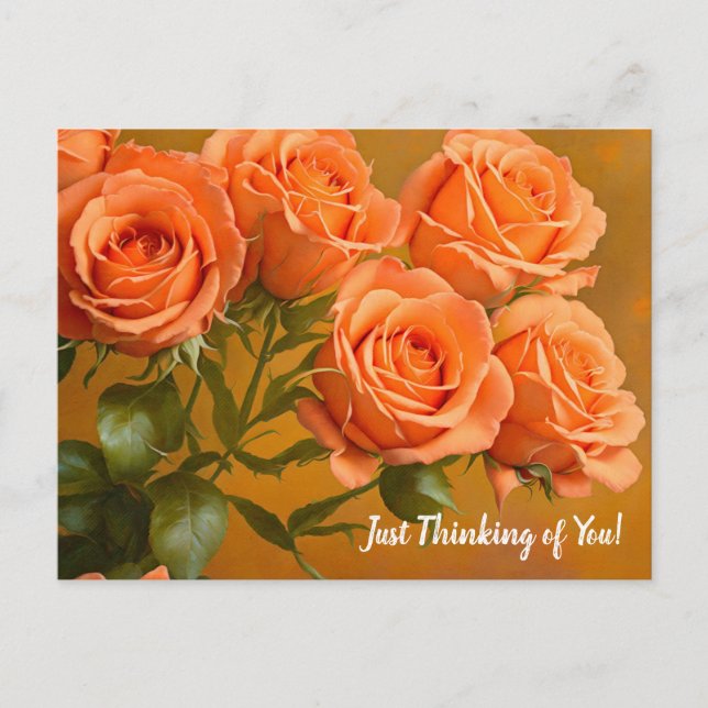 Orange Roses Thinking of You Postcard (Front)