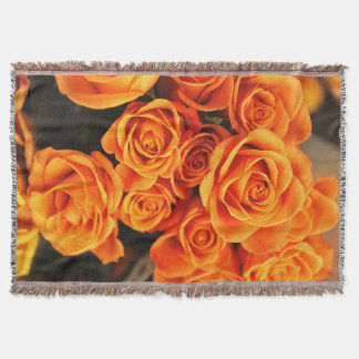 Orange Roses Throw Blanket