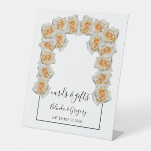 Orange Roses Wedding Cards & Gifts Pedestal Sign