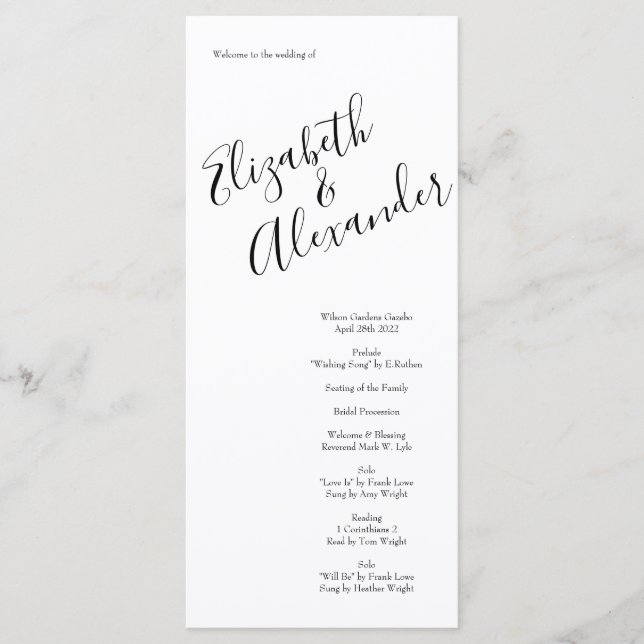 Orange Roses Wedding Floral Modern Menu (Front)
