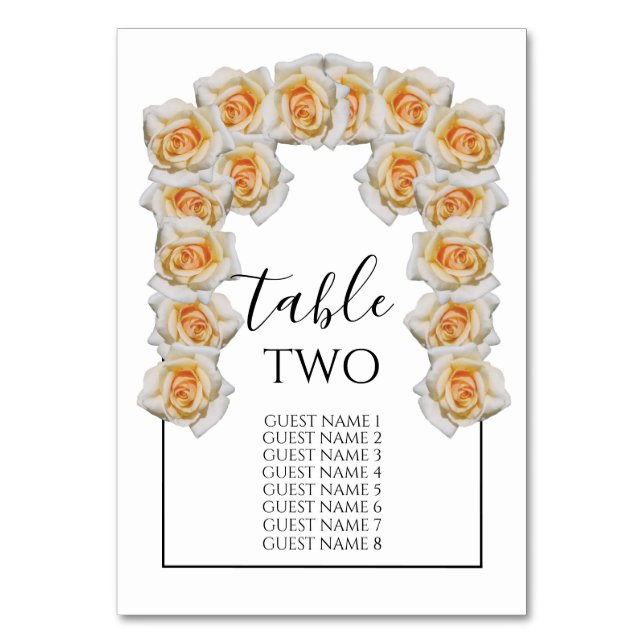 Orange Roses Wedding Guest Names Table Number (Back)