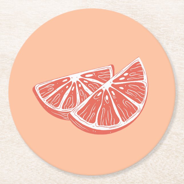 Orange Round Paper Coaster (Front)